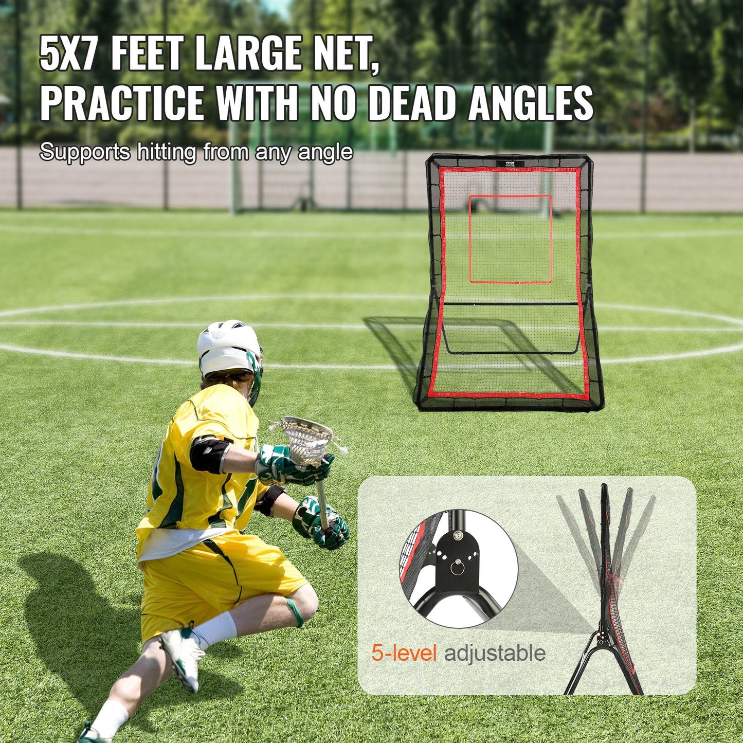 Multi-Sport Rebounder Net with Adjustable Angles, 1.5x2.1m Training Screen