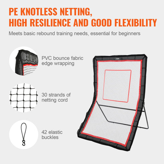 Multi-Sport Rebounder Net with Adjustable Angles, 1.5x2.1m Training Screen