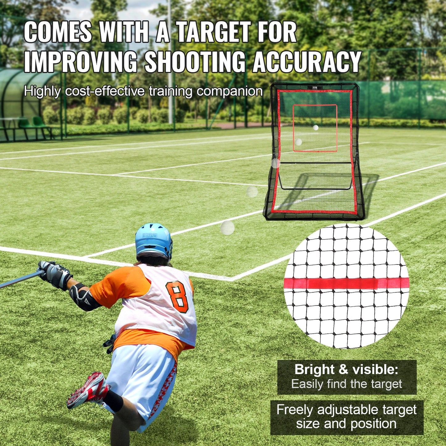 Multi-Sport Rebounder Net with Adjustable Angles, 1.5x2.1m Training Screen