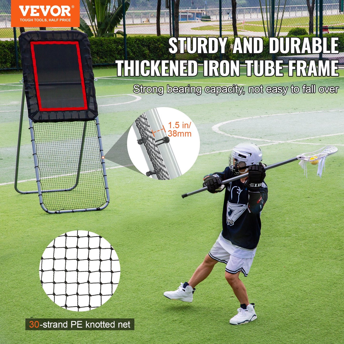 VEVOR Folding Lacrosse Rebounder for Backyard, 3x8 Ft Volleyball Bounce Back Net,