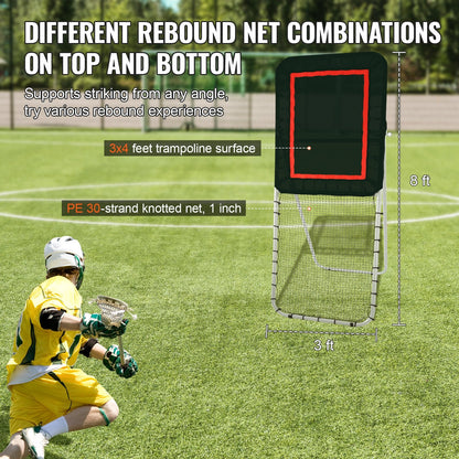 Folding Lacrosse Rebounder & Multi-Sport Training Net, 0.91x2.44 m, Adjustable