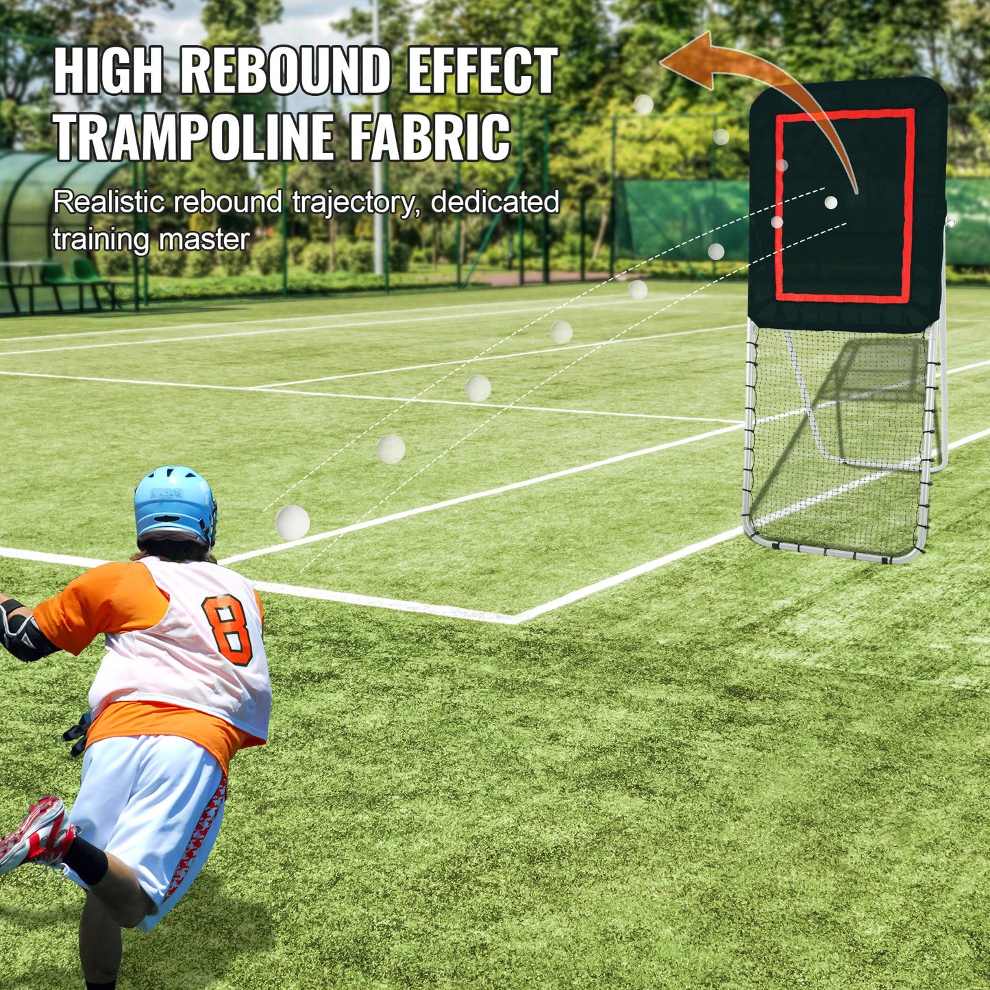 VEVOR Folding Lacrosse Rebounder for Backyard, 3x8 Ft Volleyball Bounce Back Net,