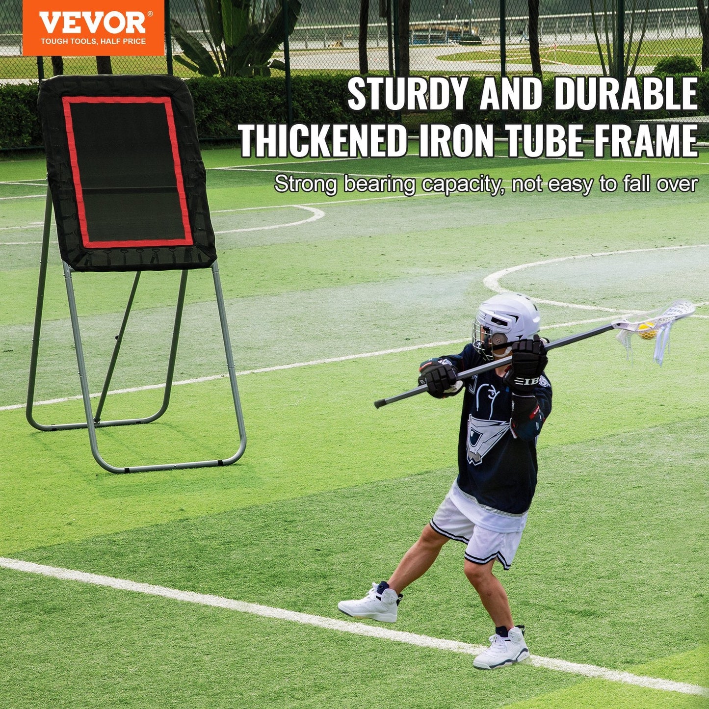 Adjustable Multi-Sport Rebounder for Backyard, 0.9x1.2m Training Net, Black