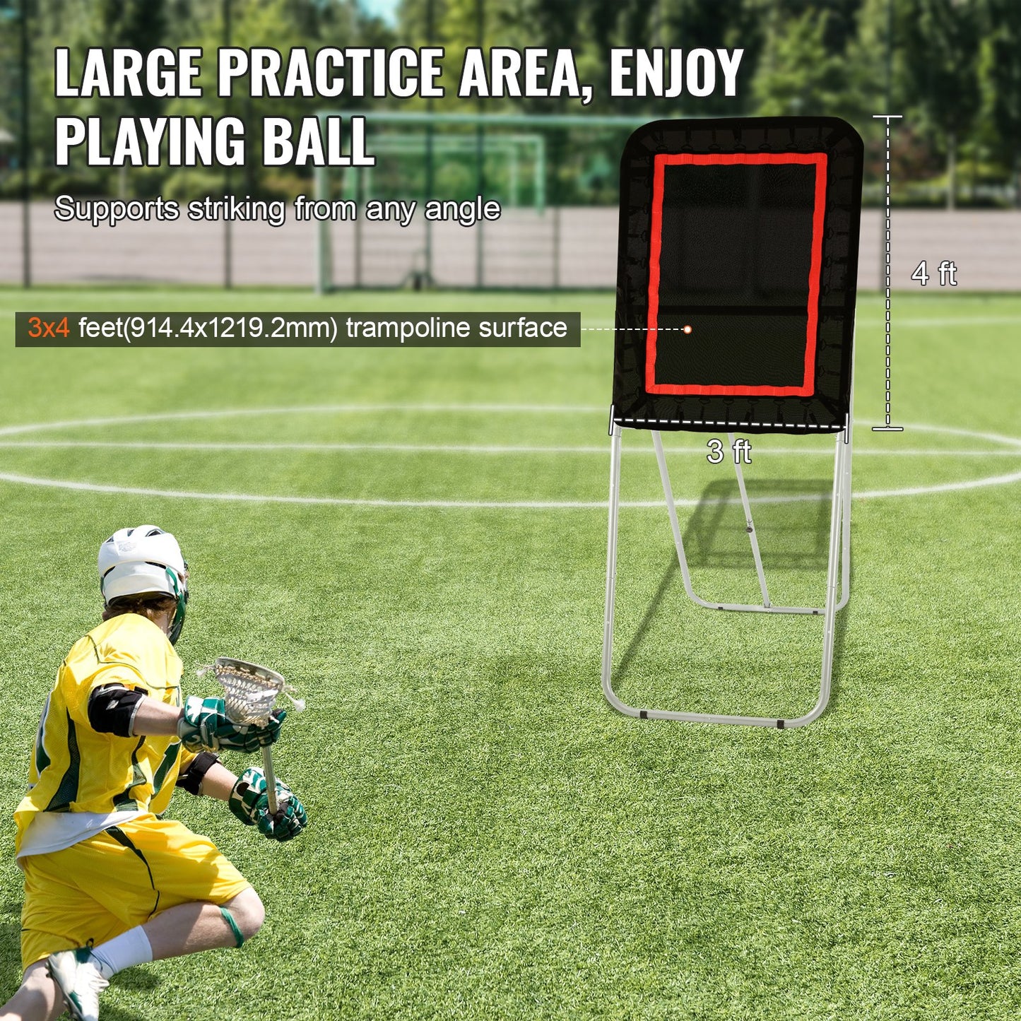 VEVOR Folding Lacrosse Rebounder for Backyard, 3x4 Ft Volleyball Bounce Back Net,
