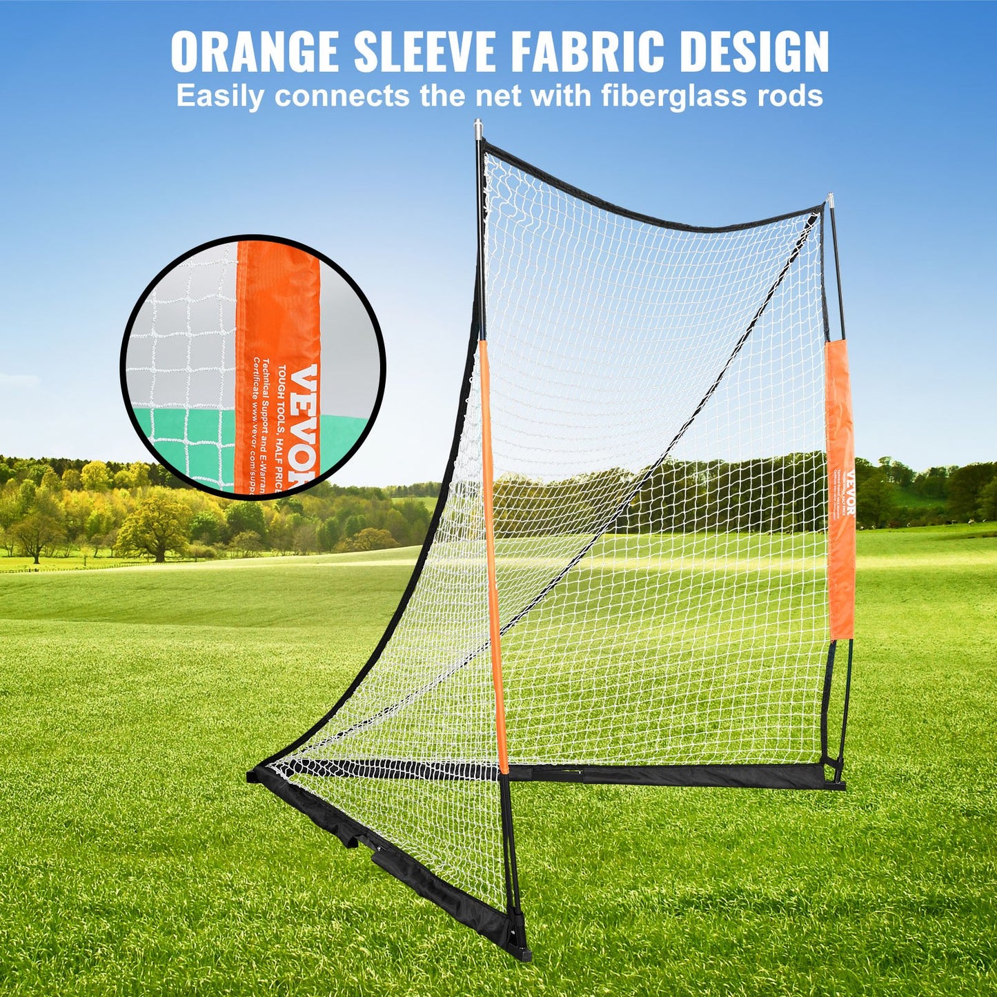 VEVOR Lacrosse Goal, 1.8mx1.8m Lacrosse Net, Portable Lacrosse Goal with Carry Bag,