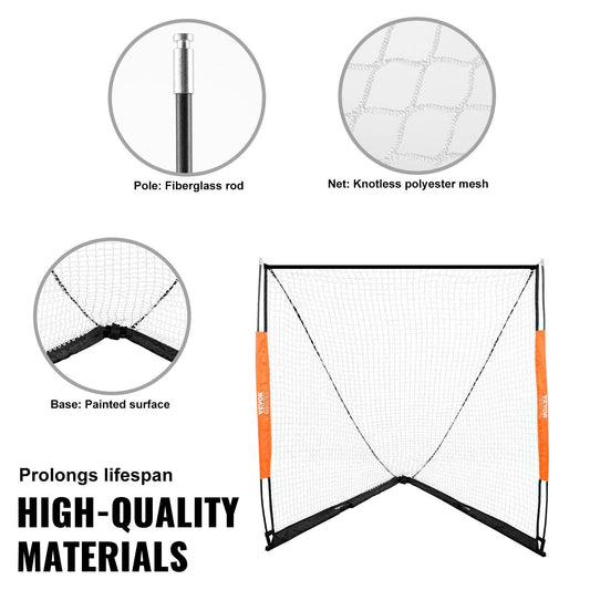 Portable 1.8m x 1.8m Lacrosse Goal with Carry Bag for Training and Backyard Use