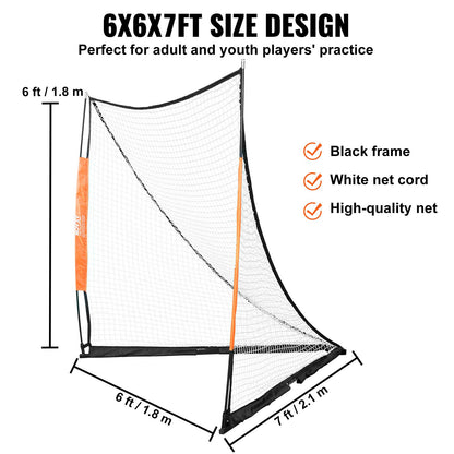 VEVOR Lacrosse Goal, 1.8mx1.8m Lacrosse Net, Portable Lacrosse Goal with Carry Bag,