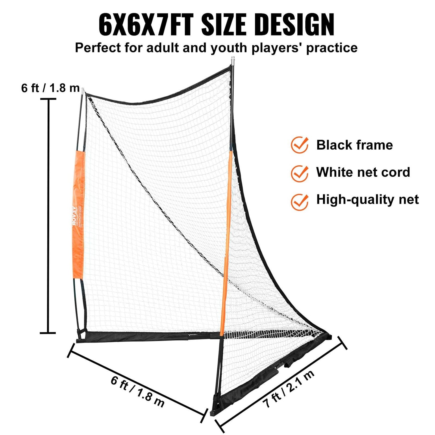 Portable 1.8m x 1.8m Lacrosse Goal with Carry Bag for Training and Backyard Use