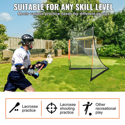 VEVOR Lacrosse Goal, 1.8mx1.8m Lacrosse Net, Portable Lacrosse Goal with Carry Bag,