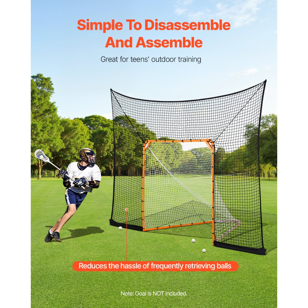 VEVOR 12x9 ft Hockey Lacrosse Goal Backstop with Extended Coverage Training Net