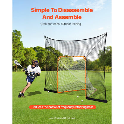VEVOR 12x9 ft Hockey Lacrosse Goal Backstop with Extended Coverage Training Net