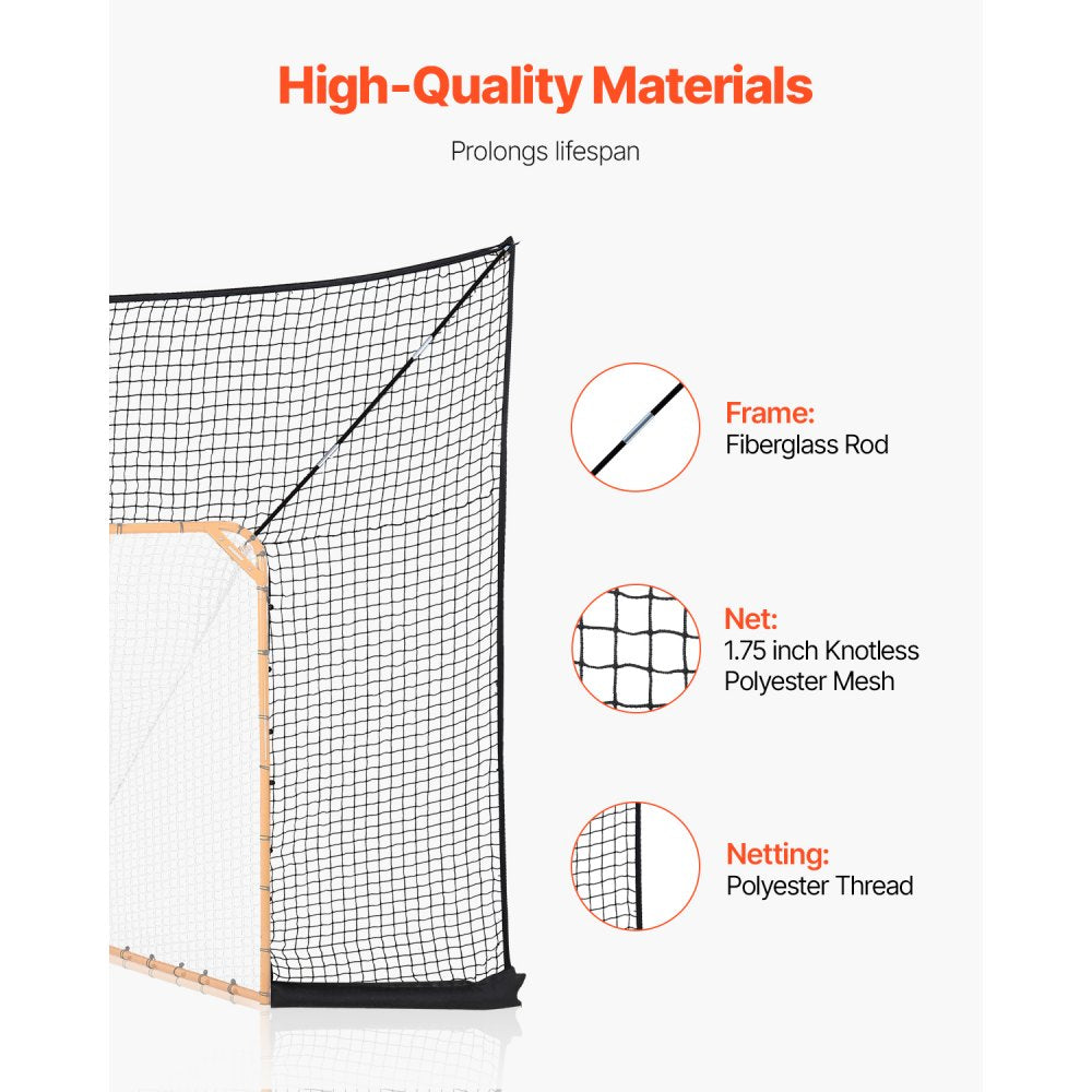 VEVOR 12x9 ft Hockey Lacrosse Goal Backstop with Extended Coverage Training Net