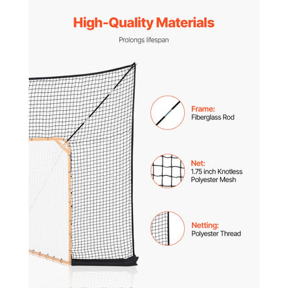 VEVOR 12x9 ft Hockey Lacrosse Goal Backstop with Extended Coverage Training Net