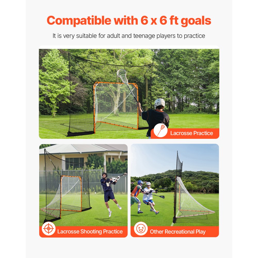 VEVOR 12x9 ft Hockey Lacrosse Goal Backstop with Extended Coverage Training Net