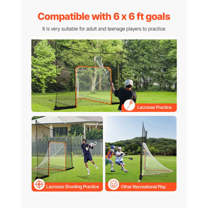 VEVOR 12x9 ft Hockey Lacrosse Goal Backstop with Extended Coverage Training Net