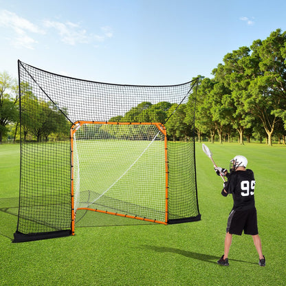 VEVOR 12x9 ft Hockey Lacrosse Goal Backstop with Extended Coverage Training Net