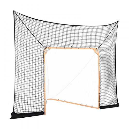 VEVOR 12x9 ft Hockey Lacrosse Goal Backstop with Extended Coverage Training Net