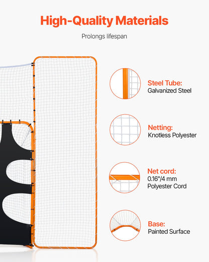 3-IN-1 Lacrosse Goal, 12x9 ft Lacrosse Net with Backstop and Target, Quick & Easy Setup Backyard Rebounder Equipment, Steel Frame Training Nets, Suitable for Youth Adult Training, Orange