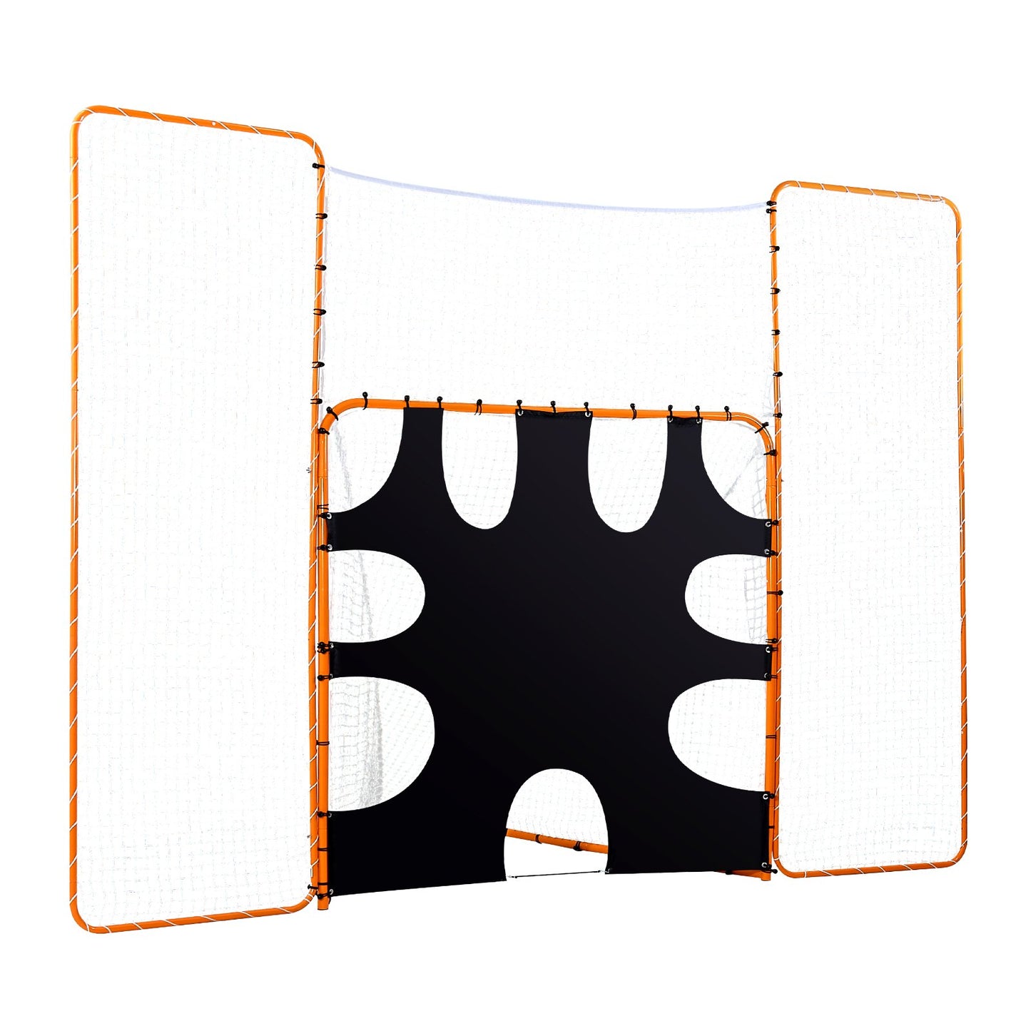 3-IN-1 Lacrosse Goal, 12x9 ft Lacrosse Net with Backstop and Target, Quick & Easy Setup Backyard Rebounder Equipment, Steel Frame Training Nets, Suitable for Youth Adult Training, Orange