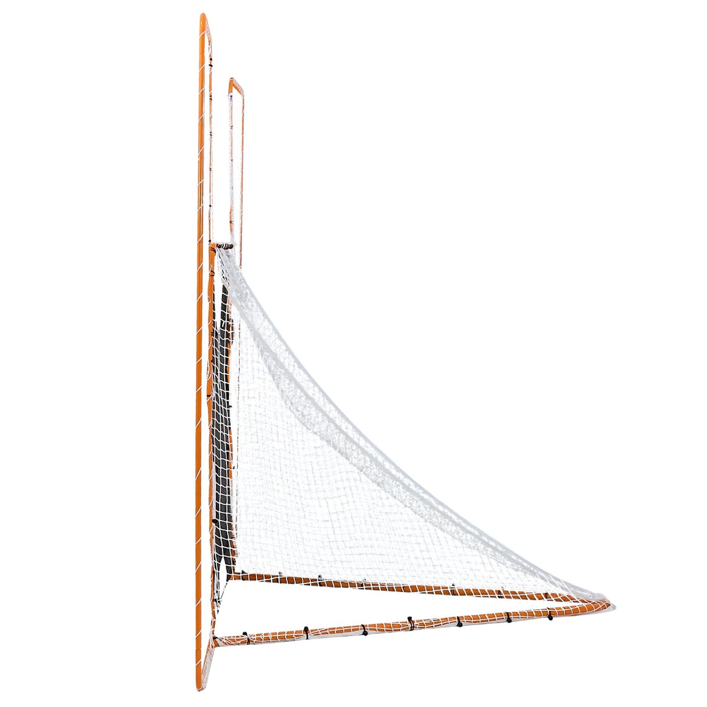 3-IN-1 Lacrosse Goal, 12x9 ft Lacrosse Net with Backstop and Target, Quick & Easy Setup Backyard Rebounder Equipment, Steel Frame Training Nets, Suitable for Youth Adult Training, Orange