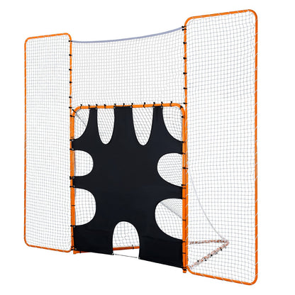 3-IN-1 Lacrosse Goal, 12x9 ft Lacrosse Net with Backstop and Target, Quick & Easy Setup Backyard Rebounder Equipment, Steel Frame Training Nets, Suitable for Youth Adult Training, Orange