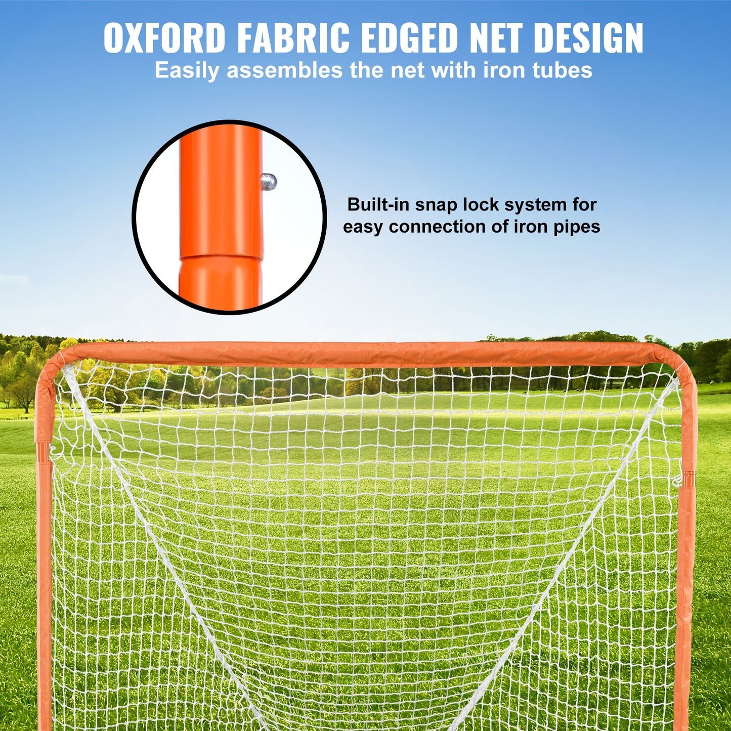 Portable 1.2m x 1.2m Kids Lacrosse Goal with Carry Bag - Easy Setup, Orange