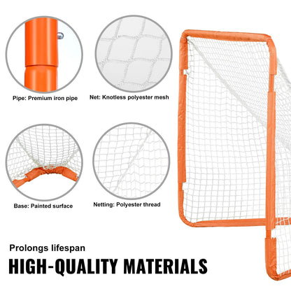 Portable 1.2m x 1.2m Kids Lacrosse Goal with Carry Bag - Easy Setup, Orange