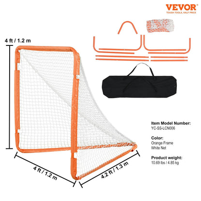 Portable 1.2m x 1.2m Kids Lacrosse Goal with Carry Bag - Easy Setup, Orange