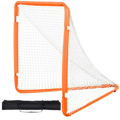 Portable 1.2m x 1.2m Kids Lacrosse Goal with Carry Bag - Easy Setup, Orange