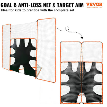3-in-1 Lacrosse Goal with Backstop and Target, 3.7m x 2.7m Steel Net