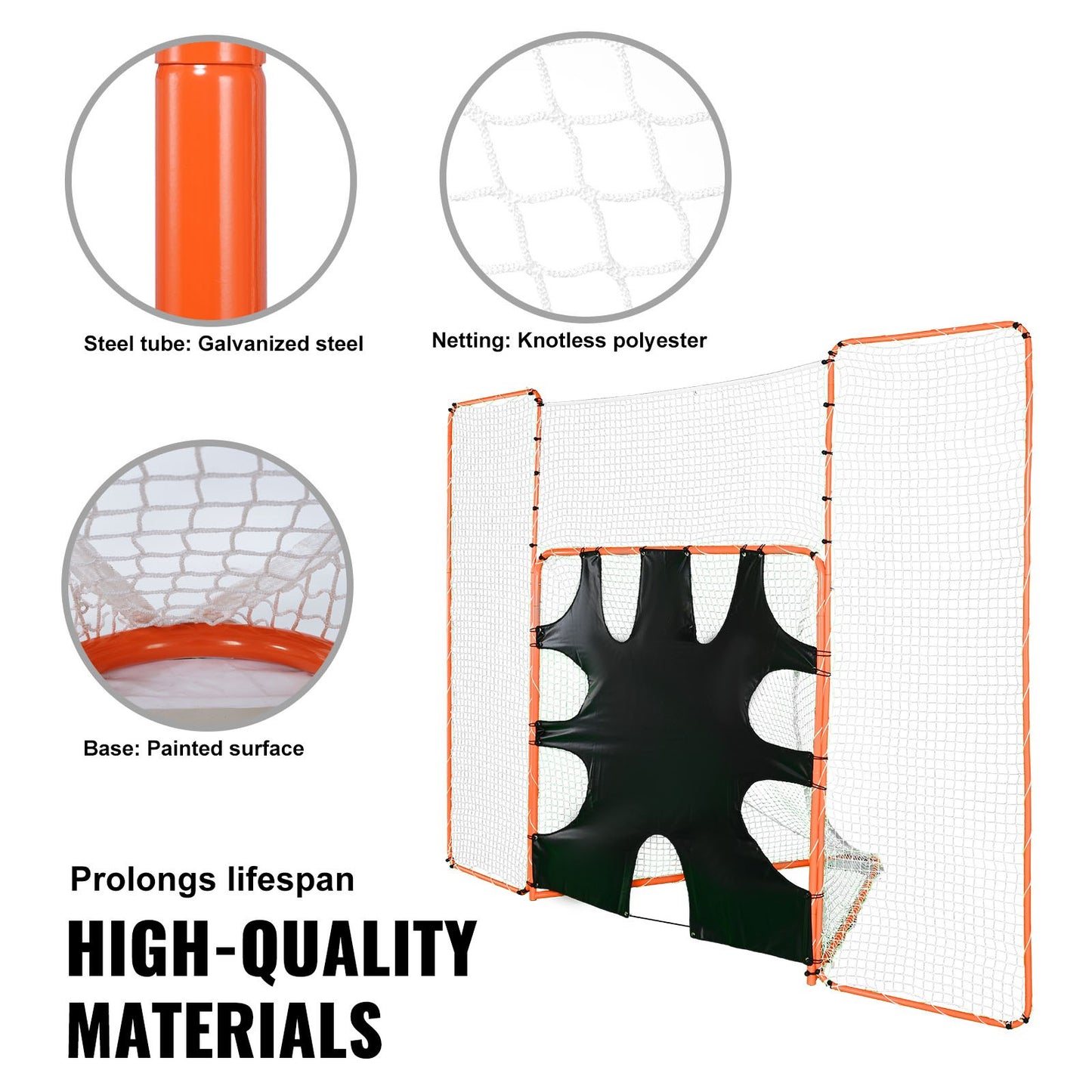 VEVOR 3-IN-1 Lacrosse Goal with Backstop and Target,3.7mx2.7m Lacrosse Net, Steel