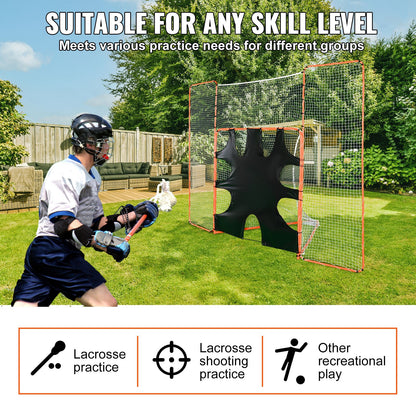 VEVOR 3-IN-1 Lacrosse Goal with Backstop and Target,3.7mx2.7m Lacrosse Net, Steel