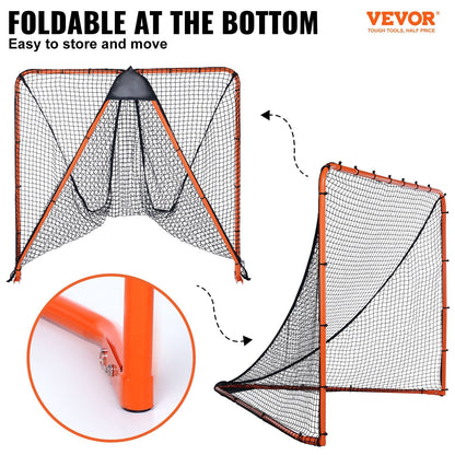 Folding 1.8mx1.8m Lacrosse Goal with Steel Frame for Backyard Training