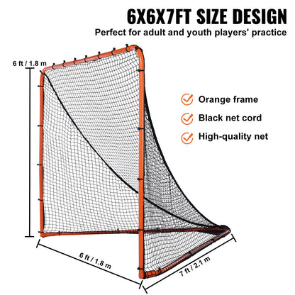 VEVOR Lacrosse Goal, 1.8mx1.8m Lacrosse Net, Folding Portable Backyard Lacrosse