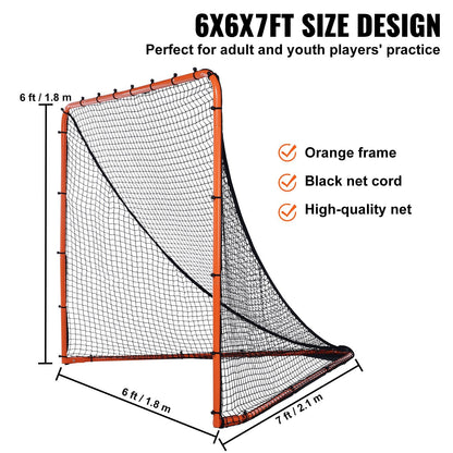 Folding 1.8mx1.8m Lacrosse Goal with Steel Frame for Backyard Training