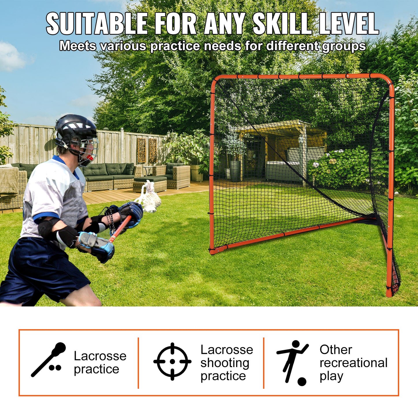 VEVOR Lacrosse Goal, 1.8mx1.8m Lacrosse Net, Folding Portable Backyard Lacrosse