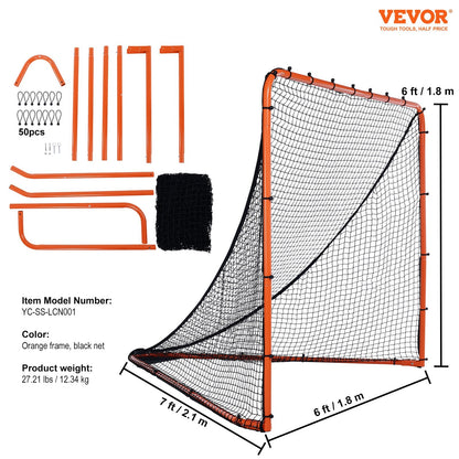 Folding 1.8mx1.8m Lacrosse Goal with Steel Frame for Backyard Training