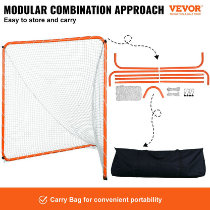 VEVOR Lacrosse Goal, 6' x 6' Lacrosse Net, Steel Frame Backyard Lacrosse Training