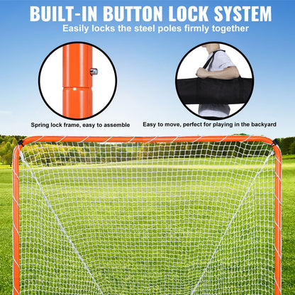 VEVOR Lacrosse Goal, 6' x 6' Lacrosse Net, Steel Frame Backyard Lacrosse Training