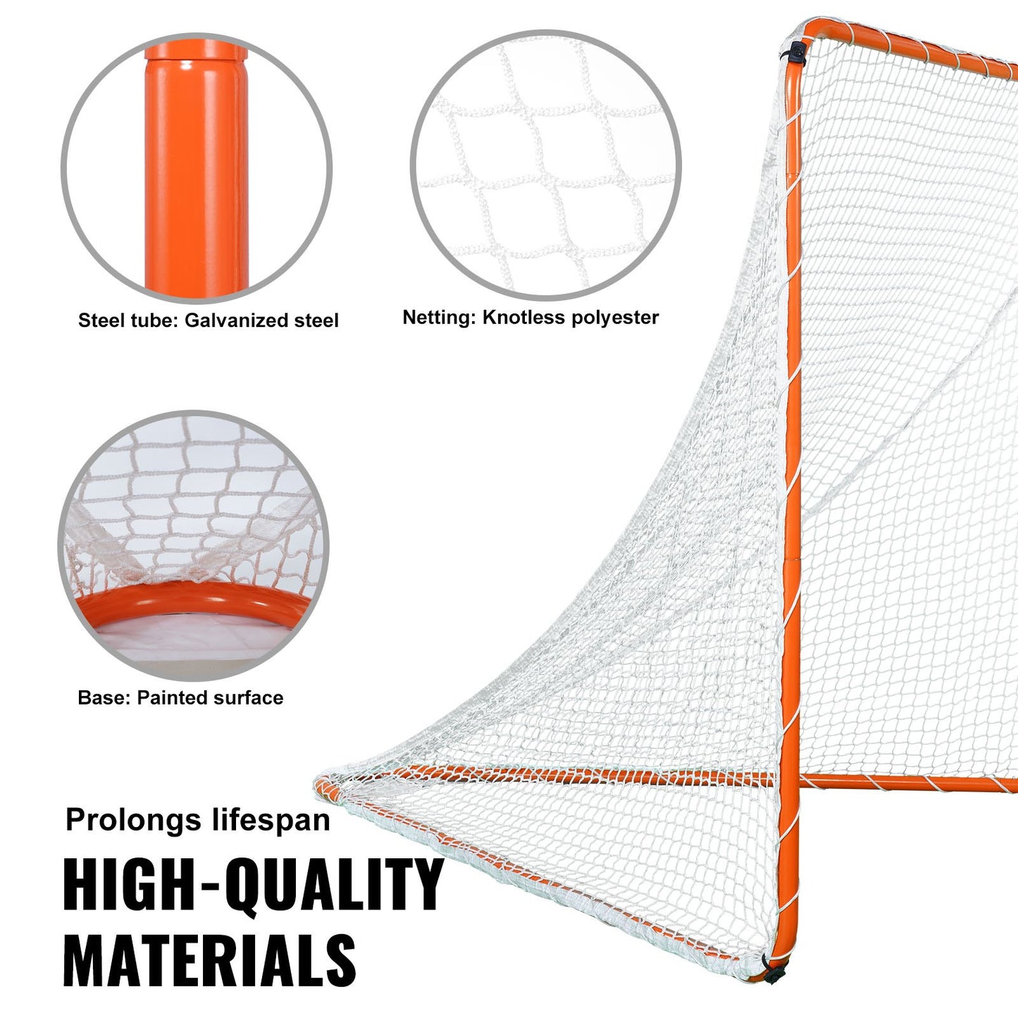 VEVOR Lacrosse Goal, 6' x 6' Lacrosse Net, Steel Frame Backyard Lacrosse Training