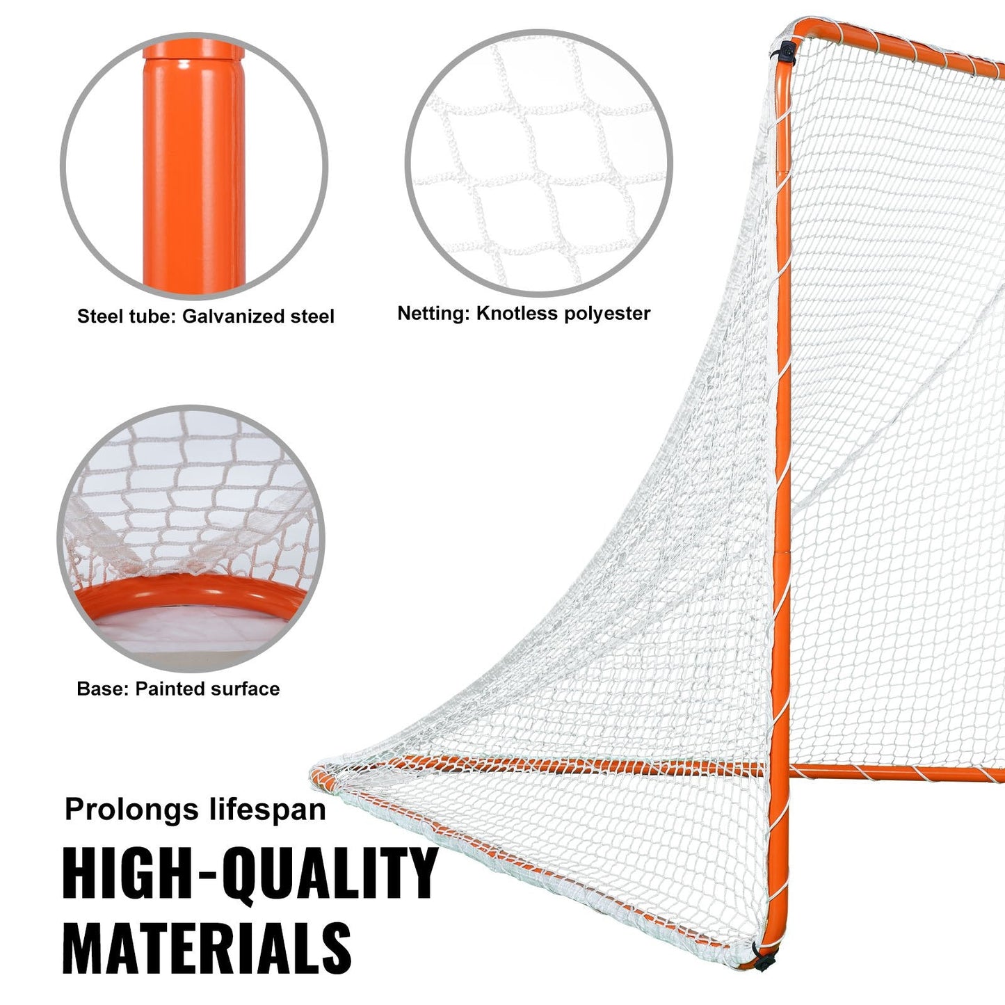 Portable 6x6m Lacrosse Goal with Steel Frame & Carry Bag for Training