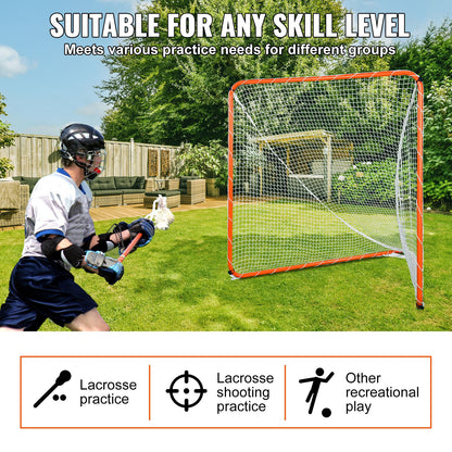 VEVOR Lacrosse Goal, 6' x 6' Lacrosse Net, Steel Frame Backyard Lacrosse Training