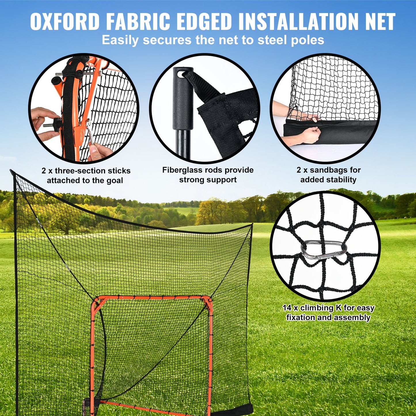 VEVOR Hockey and Lacrosse Goal Backstop with Extended Coverage, 12' x 9' Lacrosse