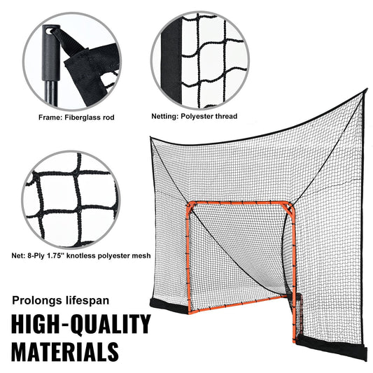 Hockey & Lacrosse Goal Backstop with Extended Coverage, 3.7 x 2.7 m Net