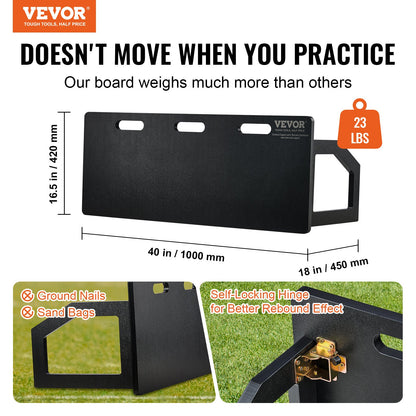 VEVOR Soccer Rebounder Board, 100x40 cm Portable Soccer Wall with 2 Angles Rebound,