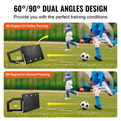 VEVOR Soccer Rebounder Board, 100x40 cm Portable Soccer Wall with 2 Angles Rebound,