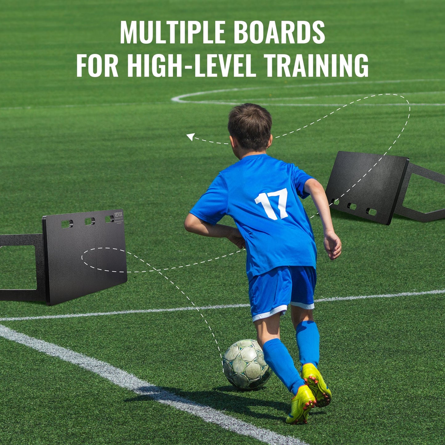 VEVOR Soccer Rebounder Board, 100x40 cm Portable Soccer Wall with 2 Angles Rebound,