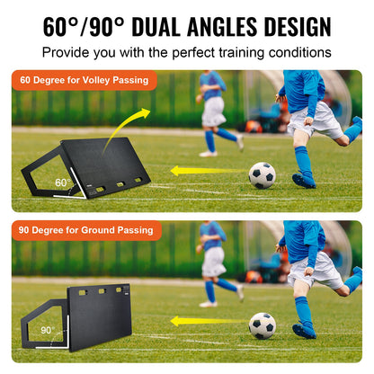 VEVOR Soccer Rebounder Board, 115x45 cm Portable Soccer Wall with 2 Angles Rebound,