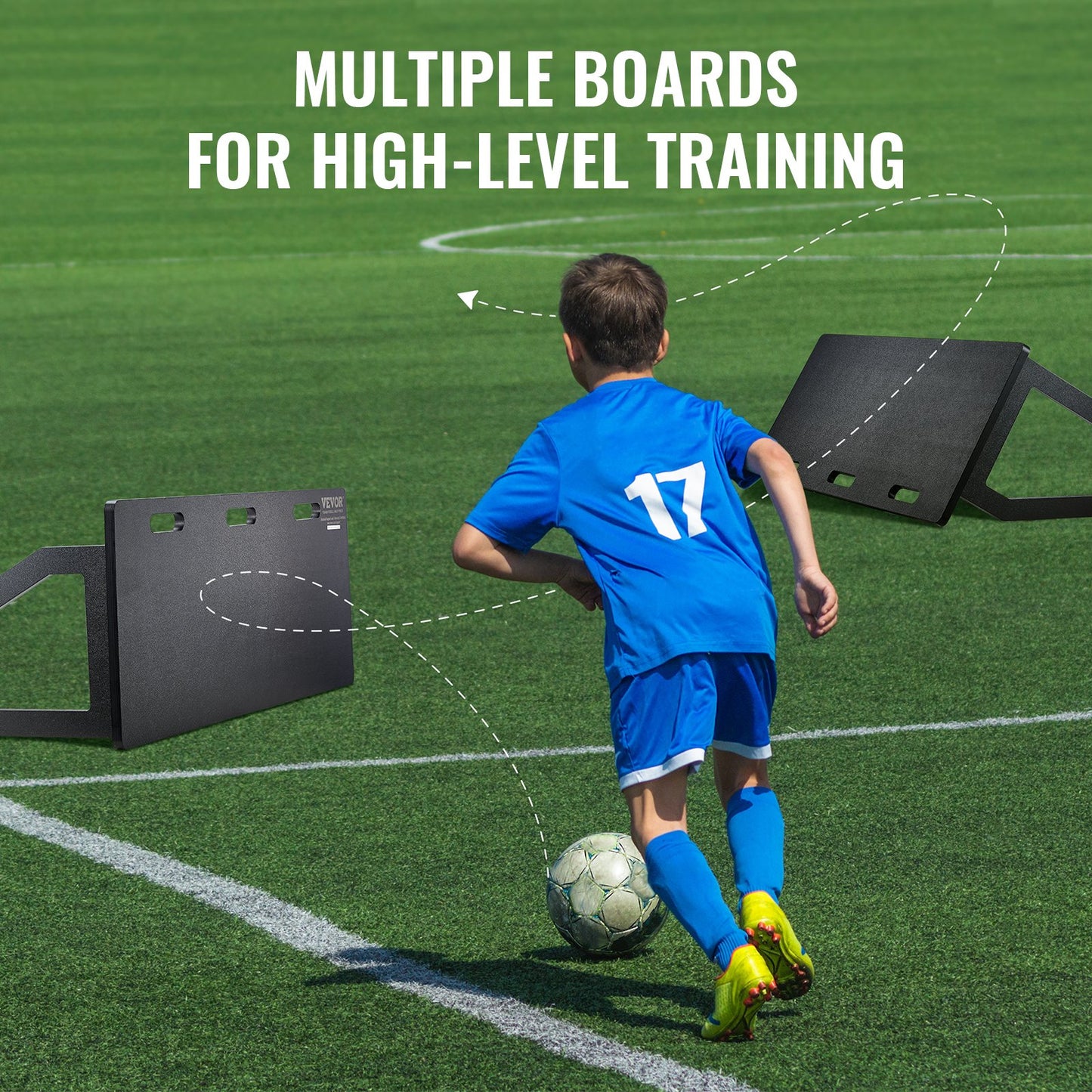 VEVOR Soccer Rebounder Board, 115x45 cm Portable Soccer Wall with 2 Angles Rebound,