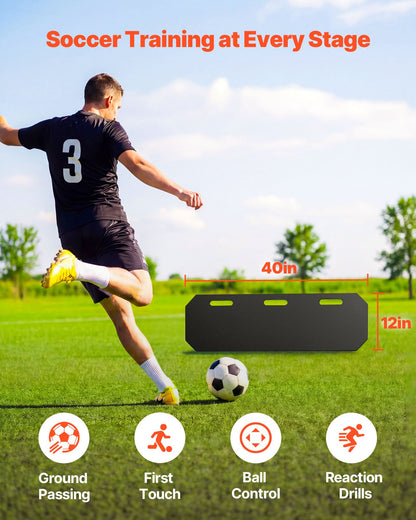 Soccer Rebounder Board, 1000 x 300 mm Portable Soccer Rebound Wall, HDPE Sports Kick Back Trainer, 3 Adjustable Angles, Easy Setup Ball Practice Training Equipment for Passing & Reaction Skills
